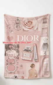 Pink Dior Beauty Collage Flannel Sofa Throw D066